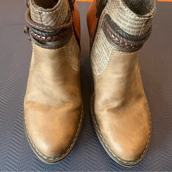 Remonte Brown and Tan Ankle Boots with Braided Detail - Picture 4 of 6